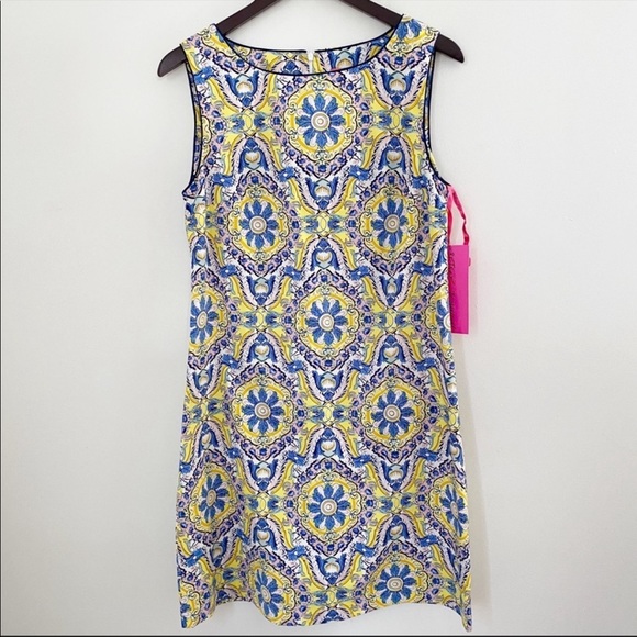 Betsey Johnson Dresses & Skirts - NWT Betsy Johnson Yellow China Plate Sheath
Sleeveless Mini Dress Sz 10